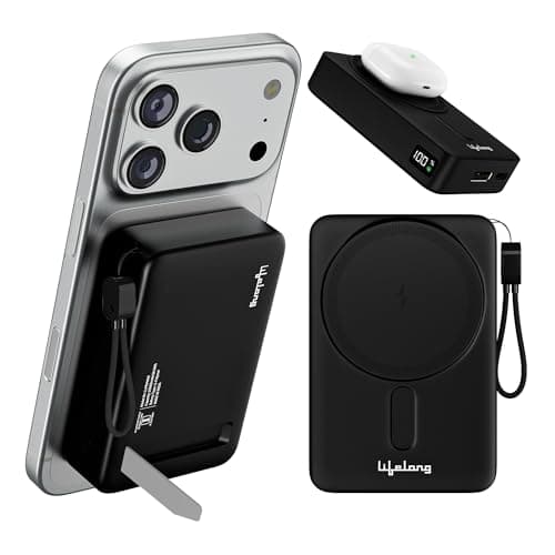 Lifelong Electronics 20000mAh (Double Capacity) MagSafe Wireless Power Bank | iPhone, Apple AirPods & All Qi Enabled Phones | Supports Wired Fast Char...