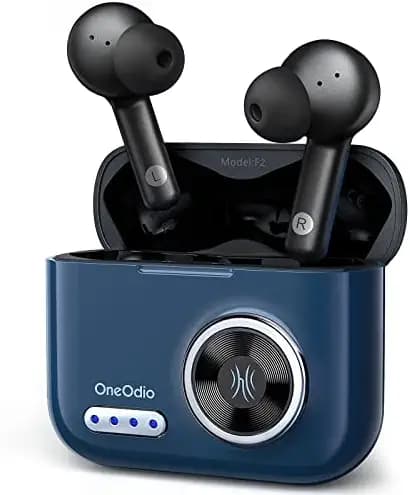 OneOdio F2 True Wireless Earbuds with Noise Cancelling Mic, 48Hours Playtime, 10 mm Neodymium Speaker for Deep Bass & HD Stereo Sound, Bluetooth 5.0, IPX5 Waterproof, Blue(F2)