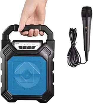 DEVIANT Portable Bluetooth Speaker with Microphone Set - Home Karaoke Machine and PA System for Kids and Adults with Party Lights - Rechargeable USB S...