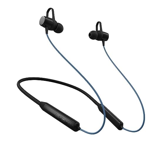 Amazon Basics in-Ear Bluetooth 5.0 Wireless Neckband with Mic, 10mm Drivers Magnetic Earbuds, Voice Assistant, Dual Pairing and IPX4 Water-Resistance (Blue)