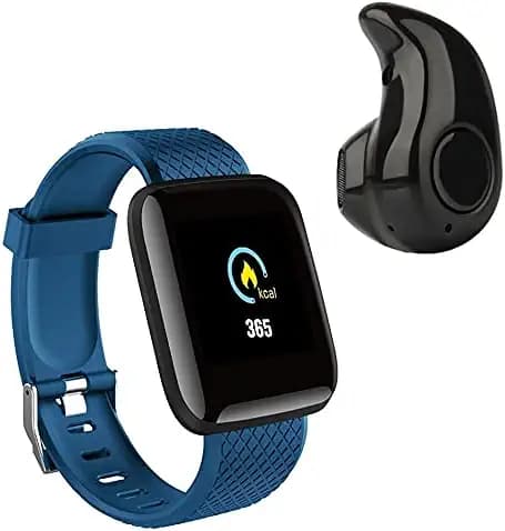 TechKing [Today Only Deal with 7 Years Warranty] D116 Touchscreen Waterproof Smart Watch Bluetooth Smartwatch with Heart Rate Sensor with Single Ear Wireless Bluetooth Headset Mic for Calling