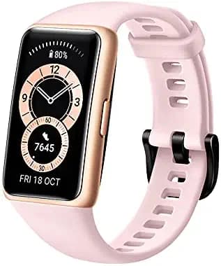 (Renewed) HUAWEI Band 6 Fitness Tracker Smartwatch for Men Women, 1.47’’ AMOLED Color Screen, All Day Spo2 and Heart Rate Monitoring,2 Week Battery Life,5ATM Waterproof, Global Version,Pink
