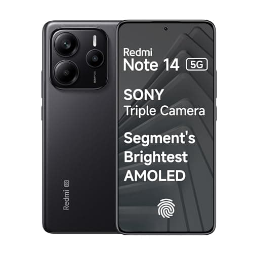 Redmi Note 14 5G (Titan Black, 6GB RAM 128GB Storage) | Global Debut MTK Dimensity 7025 Ultra | 2100 nits Segment Brightest 120Hz AMOLED | 50MP Sony L...