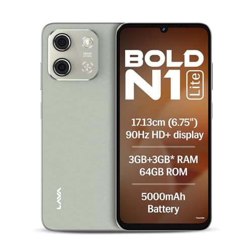 Lava Bold N1 Lite (Crystal Gold, 3 GB RAM, 64 GB Storage) | 6.75" HD+ Display | 13MP AI Dual Rear Camera | 5000 mAh Battery | Secure Face Unlock | Fin...