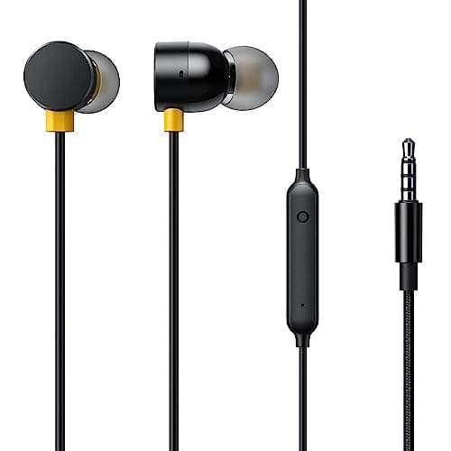 Riviera K-03 Wired in Ear Earphones with HD Sound and Extra Powerful Bass with Mic, Tangle Free & Extra Length Cable Compatible with All Smartphones(Black)