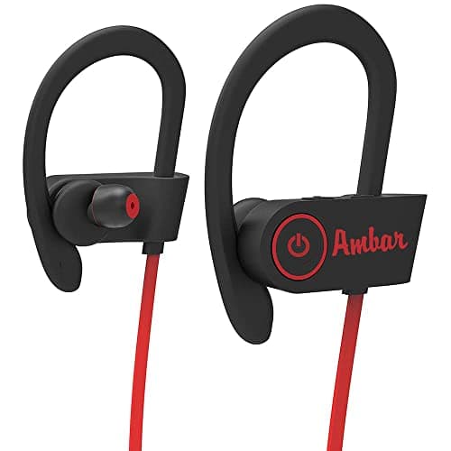 Ambar IPX7 Waterproof Bluetooth Earphone with Noise Cancellation Stereo Effect Bluetooth Earphone | Bluetooth Earphones Wireless | Bluetooth Magnetic, 1 Piece, Red/Black EF0001-Red
