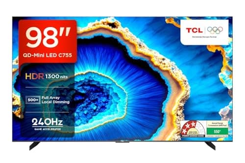 TCL 249 cm (98 inches) 4K Ultra HD Smart QD-Mini LED Google TV 98C755 (Black)
