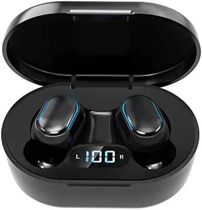 X88 Pro® Space E7S TWS Bluetooth 5.1 IPX5 Waterproof in Ear Earbuds with Charging Case Stereo Headphones in Ear Built in Mic Headset 9D Premium Sound with Deep Bass for Sport (E7S-Black)