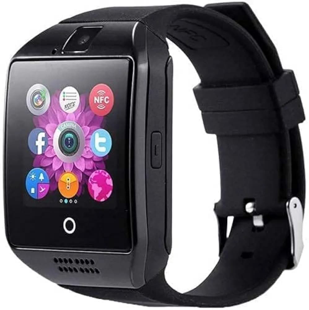 SNOOZEHUB Q18 Bluetooth Smart Watch Touch Screen Phone Watch Smartwatch for Men, Sports Fitness Activity Tracker with Camera and Sim Card Sopprt. (Black)