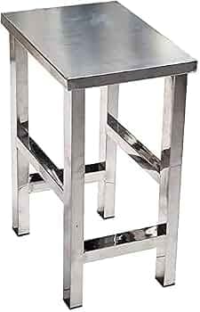 INDIDECOR 55474 Classic 60 CM Tall All Stainless Steel Stool, Anti-Static Square stools, Chairs, Medical stools, Restaurant stools, Conference Room st...