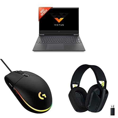 HP Victus Gaming Laptop (AMD R7 5000 Series/16GB RAM & 1TB SSD Storage/3060 Graphics)+Logitech G G102Wired Gaming Mouse+Logitech G435 Gaming Bluetooth Wireless Over Ear Headphones with Mic - Black