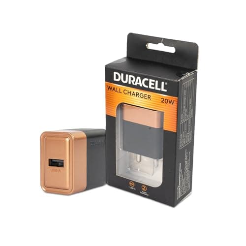 Duracell 20 Watts Fast Wall Charger Adapter, 1 USB A, Fast Mobile Charger Compatible with iPhone, iPad, Samsung, Note, Redmi, Mi, Oneplus, Oppo, Pixel...