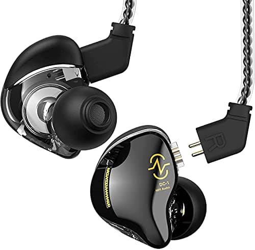 YINYOO in Ear Monitor Headphones CCZ Coffee-Bean IEM HiFi Wired in-Ear Earbuds Earphone with 1DD, Immersive Bass Sound for Singers, Musicians, Stage, Drummers for Church Running (Without mic, Black)