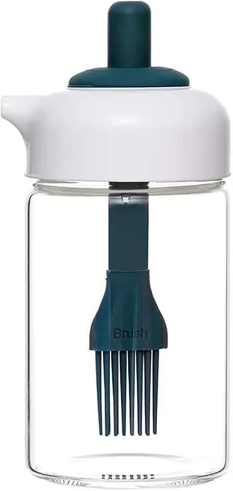 Nirency 230 ml Oil Dispenser with Brush, Oil Containers for Kitchen, Oil Bottle for Kitchen, Oil Bottle with Brush, Oil Can for Cooking, Baking, BBQ, Marinating (Pack of 1 – Multi Colour)