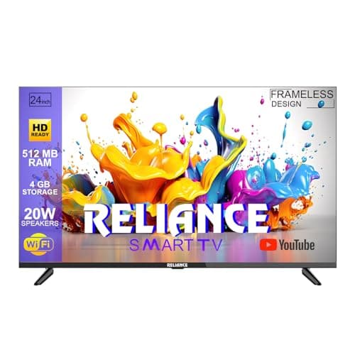 Reliance 60 cm (24 inches) HD Ready Smart Android LED TV, Frameless Design, IPS A+ Display, 20W Sound Output, Model RO24MP3972HD (Black)