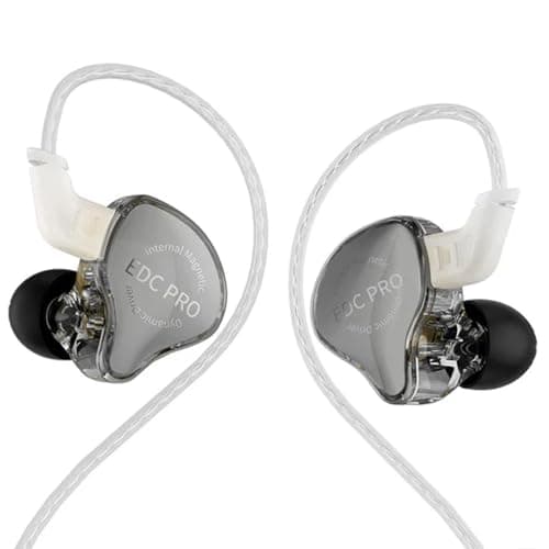 KZ EDC PRO IEM Wired Earphone, HiFi Dynamic Driver (DD) IEM, High-Functioning Silver-Plated OFC Cable, 0.75mm Detachable Cable, 3.5mm Plug for Audioph...