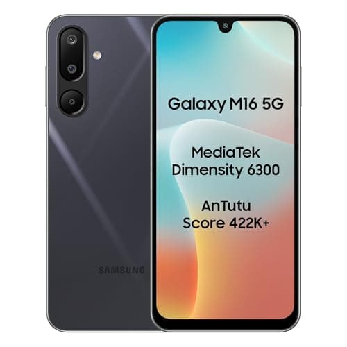 Samsung Galaxy M16 5G (Thunder Black, 6GB RAM, 128 GB Storage) | MediaTek Dimensity 6300 | AnTuTu Score 422K+ | Super Amoled Display | 25W Fast Chargi...