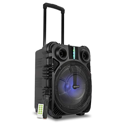 ZEBRONICS Zeb TRX211 Moving Monster Trolley Speaker with LED Display and Lights, 48W Supporting Bluetooth/USB/Micro SD/FM/AUX/Mic Input, Voice Recording Feature via Mic Input, Black