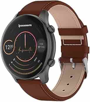 Crossbeats Orbit Infiniti AMOLED Smart watch with BT calling+connect with TWS, Always on Display smartwatch, 1500+songs storage, Heart & Spo2 Monitor, 110+sports modes 100+watch faces (2 Straps)-Copper brown