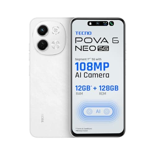 Tecno POVA 6 NEO 5G (Aurora Cloud, 6GB+128GB) | Advanced AI Features | 108MP Ultra Clear AI Camera | D6300 Powerful Processor | 5 Year Lag Free Fluenc...