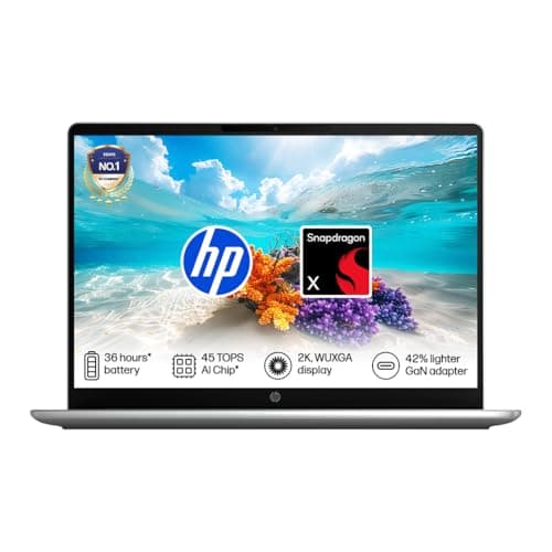 HP Omnibook 3, Snapdragon X Processor, 45 TOPS (16GB LPDDR5x, 512GB SSD) 2K, WUXGA, IPS, 14''/35.6cm, Win 11, Office 24, Silver, 1.4kg, hz0026QU, FHD ...
