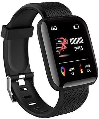 ShopAIS ID116 Plus Bluetooth Fitness Smart Watch for Men and Women Activity Tracker Free Size - (Black)