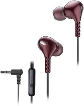 FINGERS SoundGlitz2 Wired Earphones (10 mm Neodymium Driver | Sturdy Cable with L-Pin Connector | Built-in Mic | Free Carry-on Zip Case) (Burgundy)
