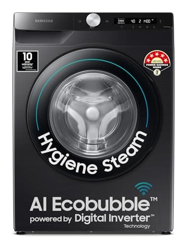 Samsung 8 Kg 5 Star AI Control & Wi-Fi, Fully-Automatic Front Loading Washing Machine (WW80T504DAB1TL, Black Caviar, Digital Inverter)
