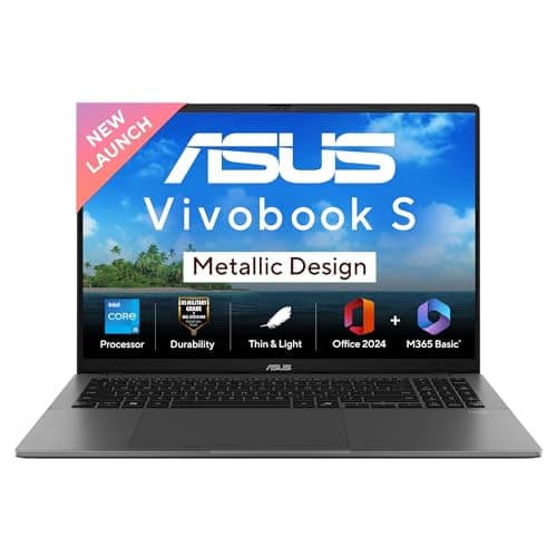 ASUS Vivobook S16,13th Gen,Intel Core i5-13420H,Metallic Design Laptop(Intel UHD iGPU/16GB RAM/512GB SSD/FHD+/16"/144Hz/Windows 11/M365 Basic(1Year)*/Office Home 2024/Matte Gray/1.7 Kg)S3607VA-RP054WS