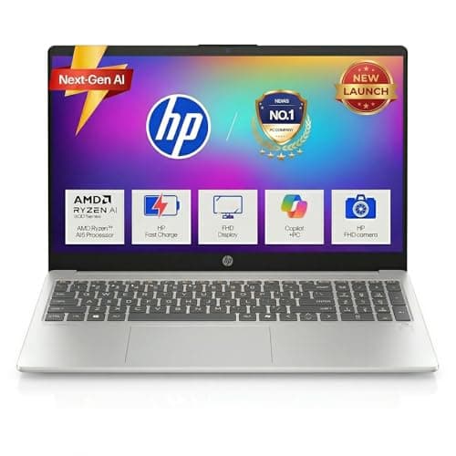 HP OmniBook AMD Ryzen 5 New AI 330 Processor (24GB DDR5 Ram, 1TB SSD), Anti-Glare,15.6''/39.6cm FHD, Win11,Office24, Silver,1.7kg, FHD Camera with Shu...
