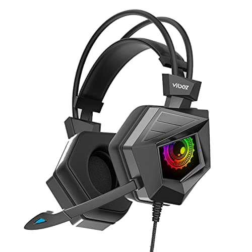 Vibez Gaming Headphones with Mic & Extra Bass| Wired Over Ear Headphones with Noise Cancelling & LED|Stereo Gaming Headset|Compatible with PC, PS4, PS5, Xbox One ( VBPS401 Ninja, 1 Year Warranty, Black)