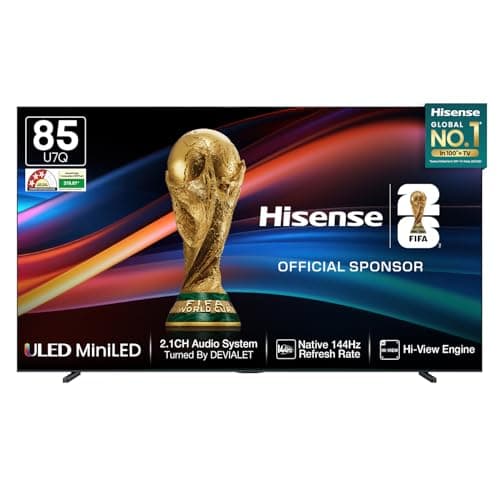 Hisense 215 cm (85 inches) U7Q Series 4K Ultra HD Smart QLED Mini LED TV 85U7Q (Black)