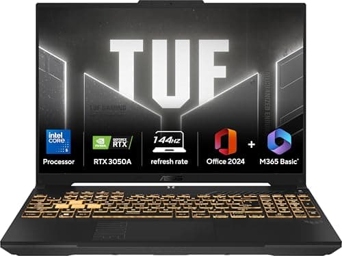 ASUS TUF Gaming F16,Intel Core 5 Processor 210H Gaming Laptop(NVIDIA RTX 3050A-4GB/65W TGP/16GB/512GB/FHD+/16"/144Hz/Windows 11/M365 Basic (1Year)*/Of...
