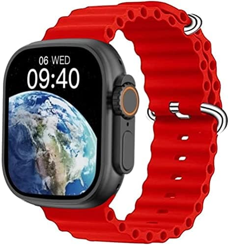 IBS Ultra Seris 8 Smart Watch Men Two Watch NFC Door Unlock Smartwatch Bluetooth Call Wireless Charge Fitness Bracelet (Ultra RED Rubber Strap (RRS))