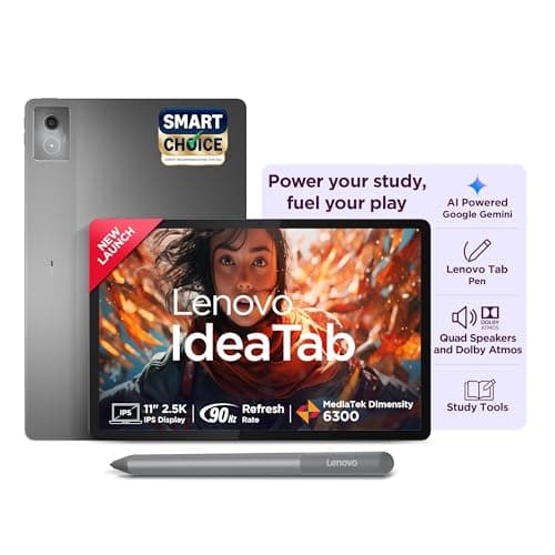 Lenovo Idea Tab with Pen| Wi-Fi| 11", 2.5K Display with 500 nits Brightness| 8 GB RAM + 256 GB ROM (Expandable up to 2 TB)| MediaTek Dimensity 6300| A...