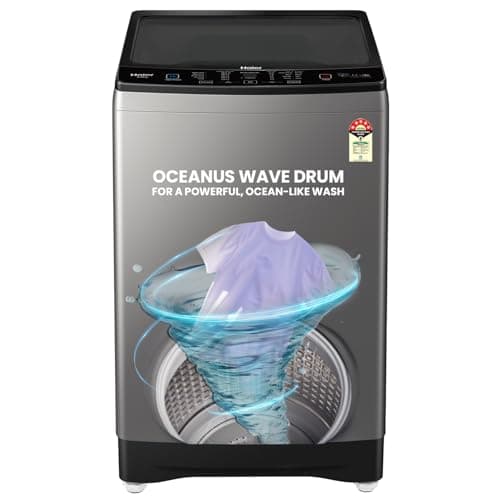 Haier 8 kg 5 Star Oceanus Wave Drum Washing Machine Fully Automatic Top Load (HWM80-826DNZP,Brown Grey)