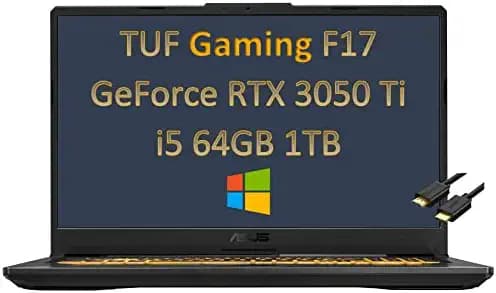 ASUS TUF Gaming F17 17.3" FHD 144Hz (64GB RAM, 1TB PCIe SSD, Intel 6-Core i5-11260H (Beat i7-10750H), RTX 3050 Ti), (1920×1080) IPS Laptop, RGB Backlit, Type-C, Wi-Fi 6, IST HDMI, Windows 10