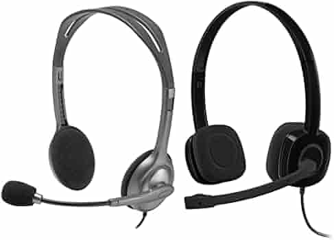 Logitech H151 Wired On Ear Headphones with Mic (Black) & H110 Wired Headset, Stereo Headphones with Noise-Cancelling Microphone,3.5-mm Dual Audio Jack, PC/Mac/Laptop- Black
