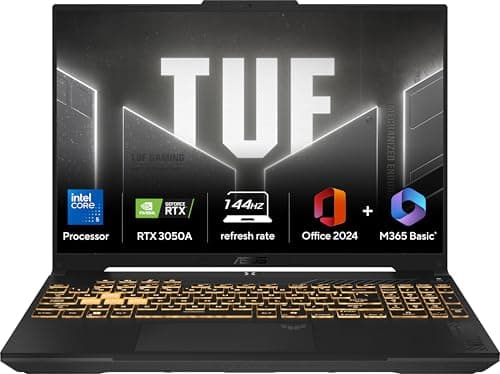 ASUS TUF Gaming F16, 16" FHD+ (1920 x 1200), Intel Core 5 210H, Gaming Laptop (16GB RAM/512GB SSD/RTX 3050A/Windows 11/MS Office 365 Basic (1Year)*/Of...