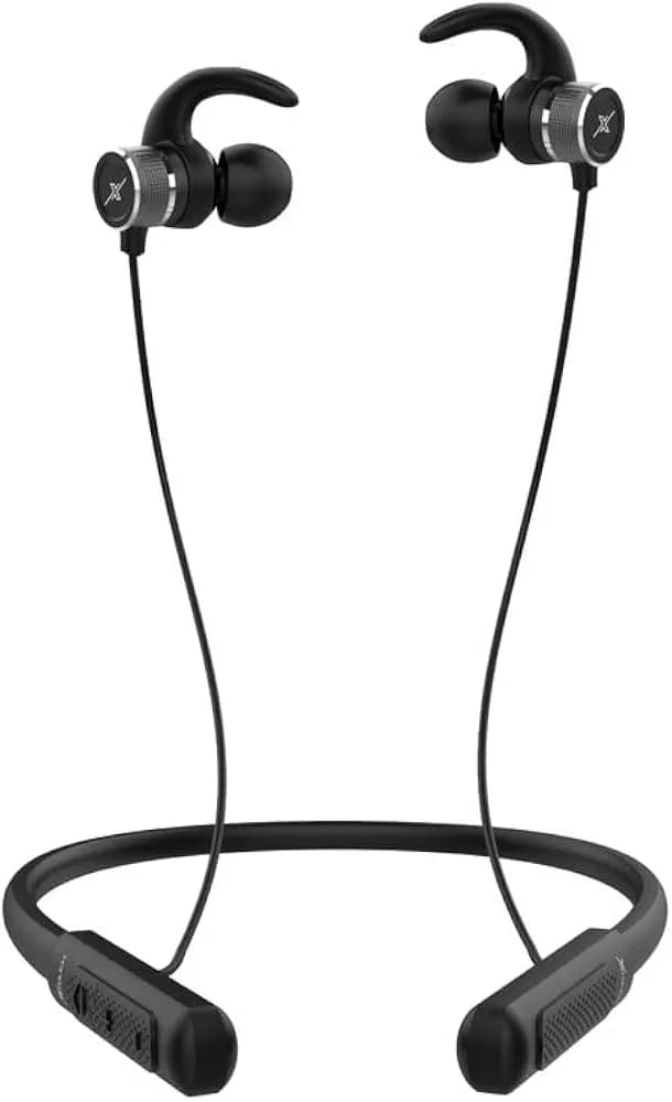 XTOUCH XT-Thrill Bluetooth Wireless in Ear Earphones Neck Band with Mic with Enx Tech, Magnetic Smart Buds Up to 15 Hours, with Dual Pairing 13Mm with Type-C Charging (Black)