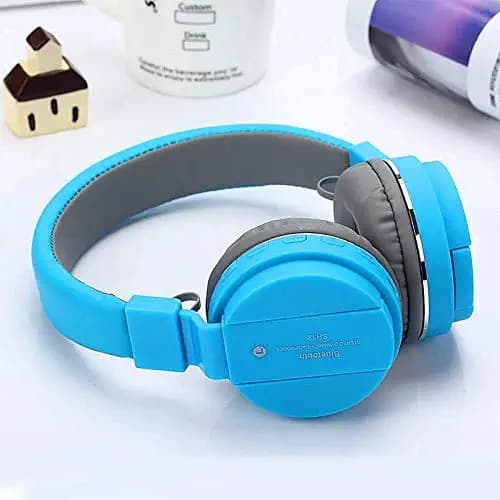 EOS- BUILDING TRUST SH-12 Wireless Bluetooth Over The Ear Headphone with Mic (Blue)