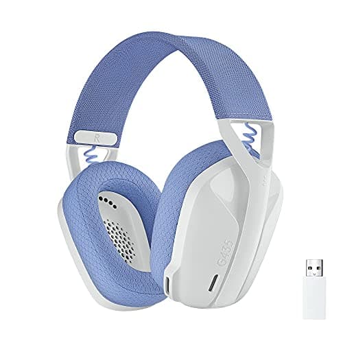 (Renewed) Logitech G435 Lightspeed and Bluetooth Wireless Gaming Headset - Lightweight Over-Ear Headphones, Built-in mics, 18h Battery, Compatible with Dolby Atmos, PC, PS4, PS5, Mobile - White