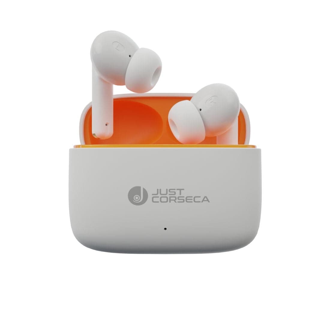 JUST CORSECA Soundwave Earbuds with Type C Charging | ANC & ENC Model | Low Latency Bluetooth 5.3 | IPX4 Water Resistance | Smooth Touch Controls (Whi...