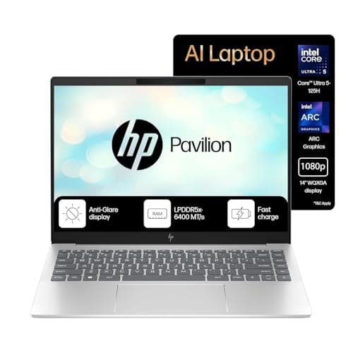 HP Pavilion Plus 14 AI-Enhanced Laptop, Intel EVO Core Ultra 5 125H,14-inch (35.6 cm) 16GB DDR5 Ram, 512GB SSD, Backlit KB,WQXGA, 300 nits, 120Hz, 5MP...
