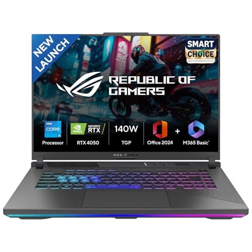 ASUS ROG Strix G16, Intel Core i5-13450HX, Gaming Laptop(RTX 4050-6GB/140W TGP/16GB RAM/1TB SSD/FHD+/16"/165Hz/90Whr/Windows 11/M365 Basic (1Year)*/Office Home 2024/Eclipse Gray/2.5 Kg) G614JU-N3526WS