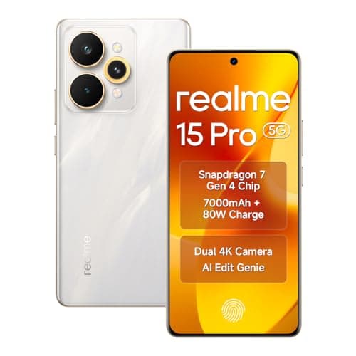 realme 15 pro 5G Smartphone Snapdragon 7 Gen 4, 8GB RAM 128GB 6.8" Display 144Hz, 7000mAh Battery 80W Fast Charge IP69 Waterproof 4K AI Camera (Silver...