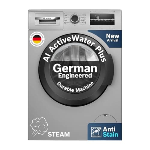 Bosch 8 kg 5 Star Fully-Automatic Front Loading Washing Machine (WAJ2826BIN, Silver, AI active water plus, In-Built Heater)