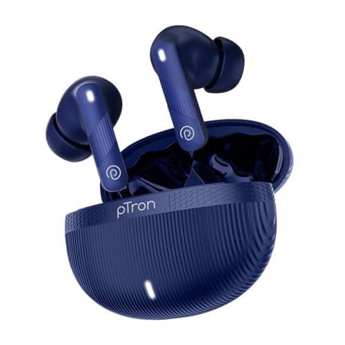 pTron Bassbuds Fury in-Ear TWS Earbuds with 13mm Drivers, 50Hrs Playtime, AI-ENC Clear Calls, Bluetooth V5.4 Wireless Headphones, Voice Assistant, Typ...
