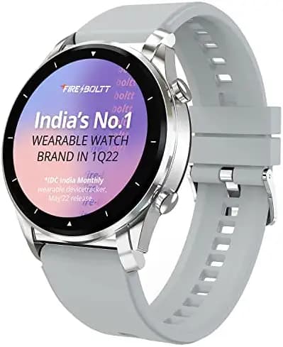 Fire-Boltt Thunder Bluetooth Calling Full Touch 1.32inch Amoled LCD Smartwatch with SpO2, Heart Rate & Sleep Monitoring, 30 Sports Modes, Silver