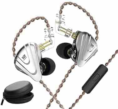 KZ ZSX Earphone, 5BA 1DD Over Ear Earbuds Newest Monitor in-Ear Earbuds Earphones Noise Cancelling Wired Ear Buds Balanced Armature Dynamic Driver Hybrid Headphones With leatherette Case (With Mic, Black)